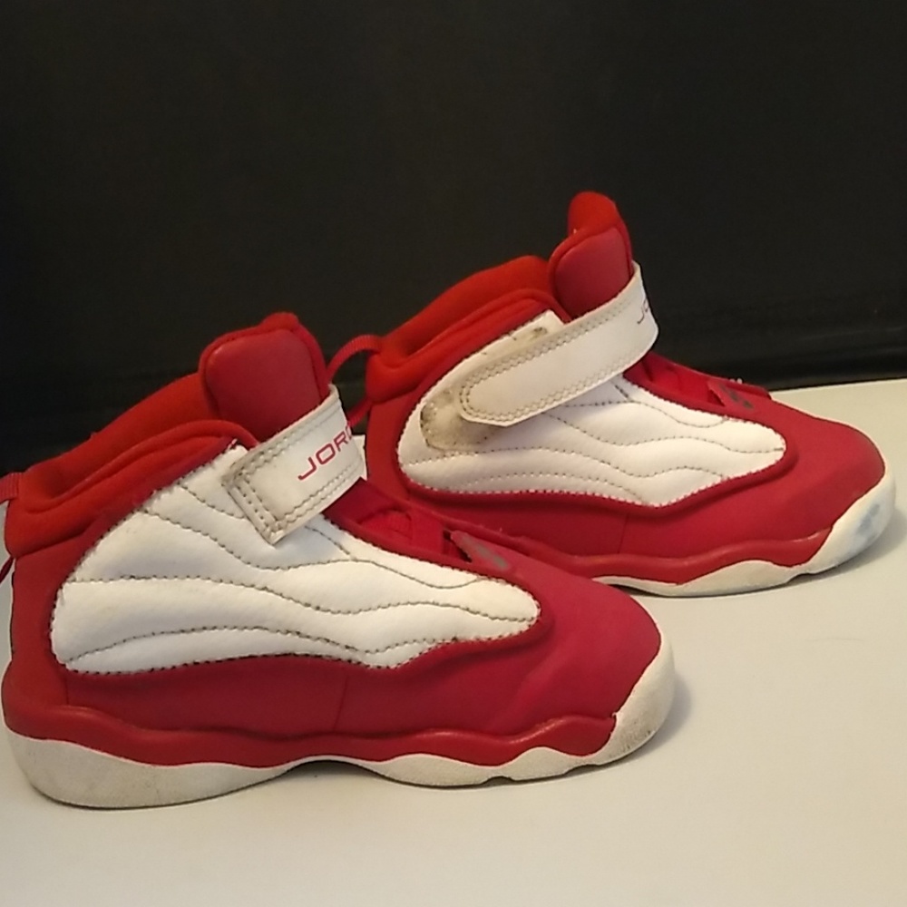 Nike Air Jordans Pro Strong Red White Sneakers 407486-604 Toddler Size 8c - Picture 3 of 8